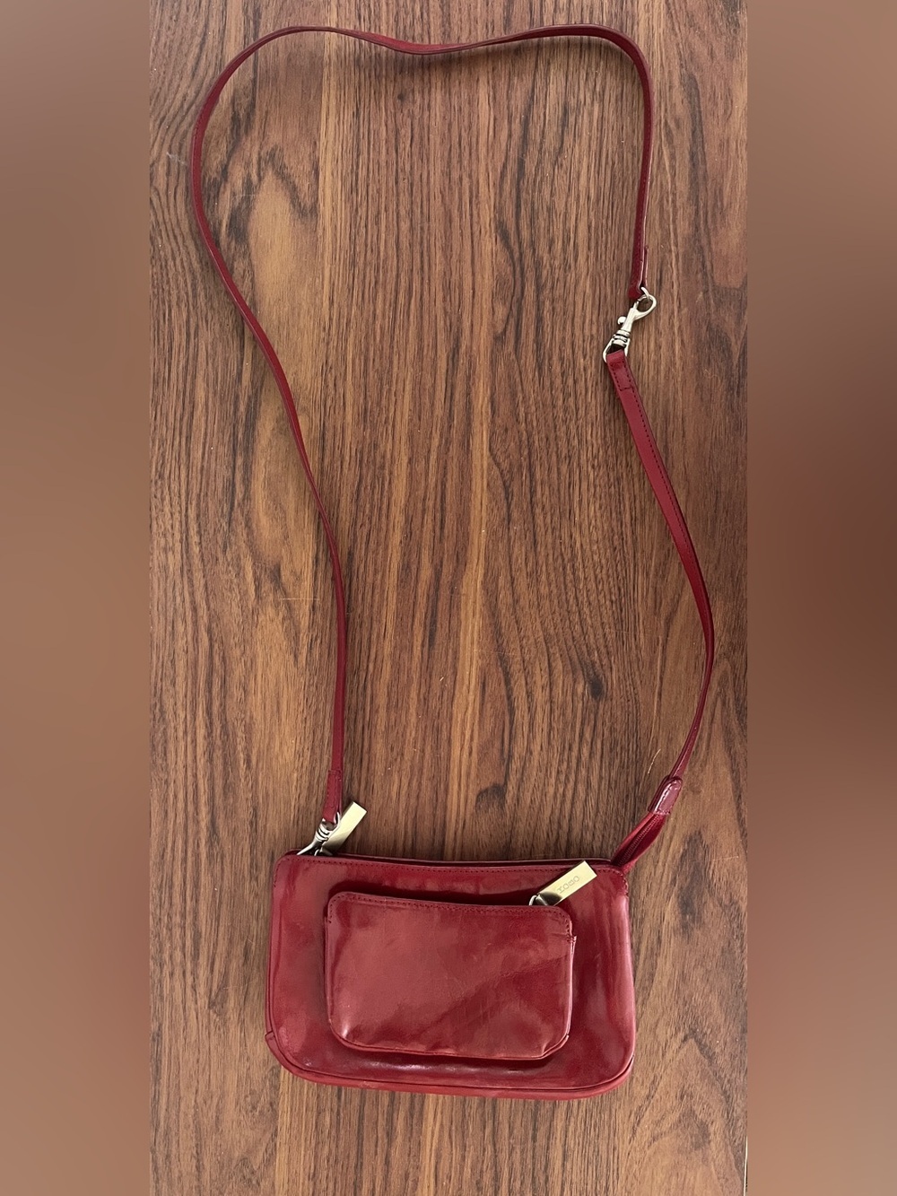 Hobo International Red Leather Mini Crossbody Purse BagWallet Boho Hippie Travel